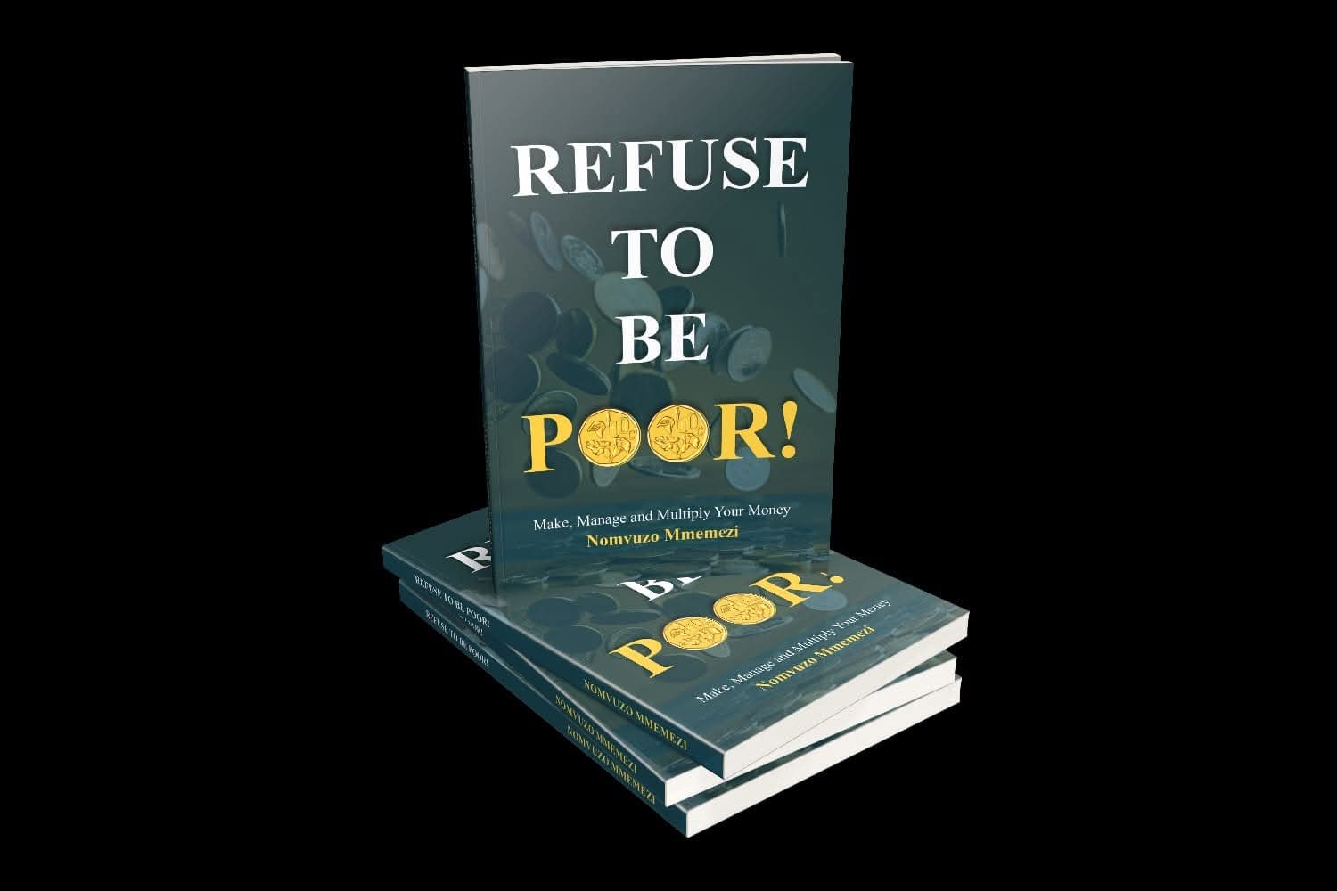 Book titled 'Refuse to Be Poor!' on a black background